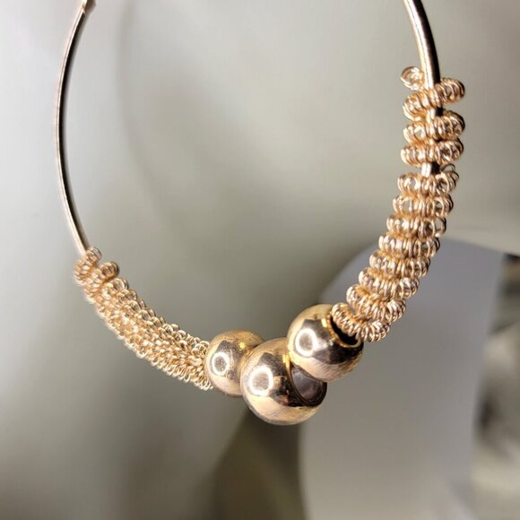 Half Mesh Half Hoop Earrings Bold Statement Earrings - Picture 2 of 8